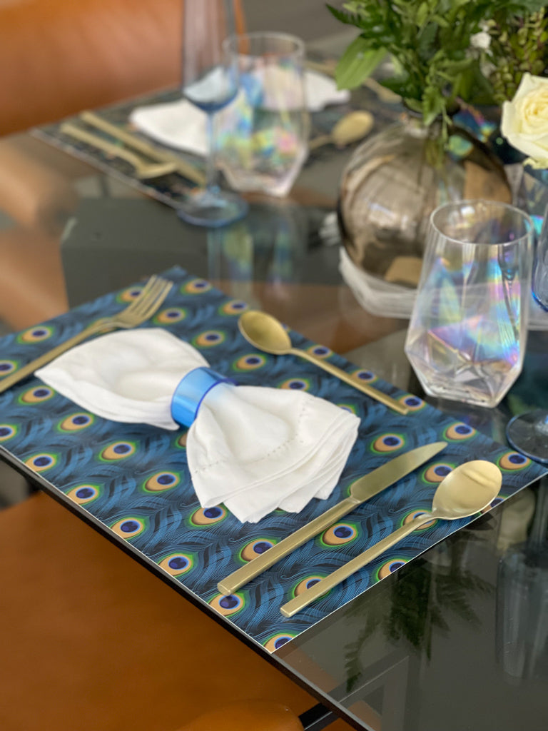 Peacock | Deluxe Paper Placemats set of 6 or 12