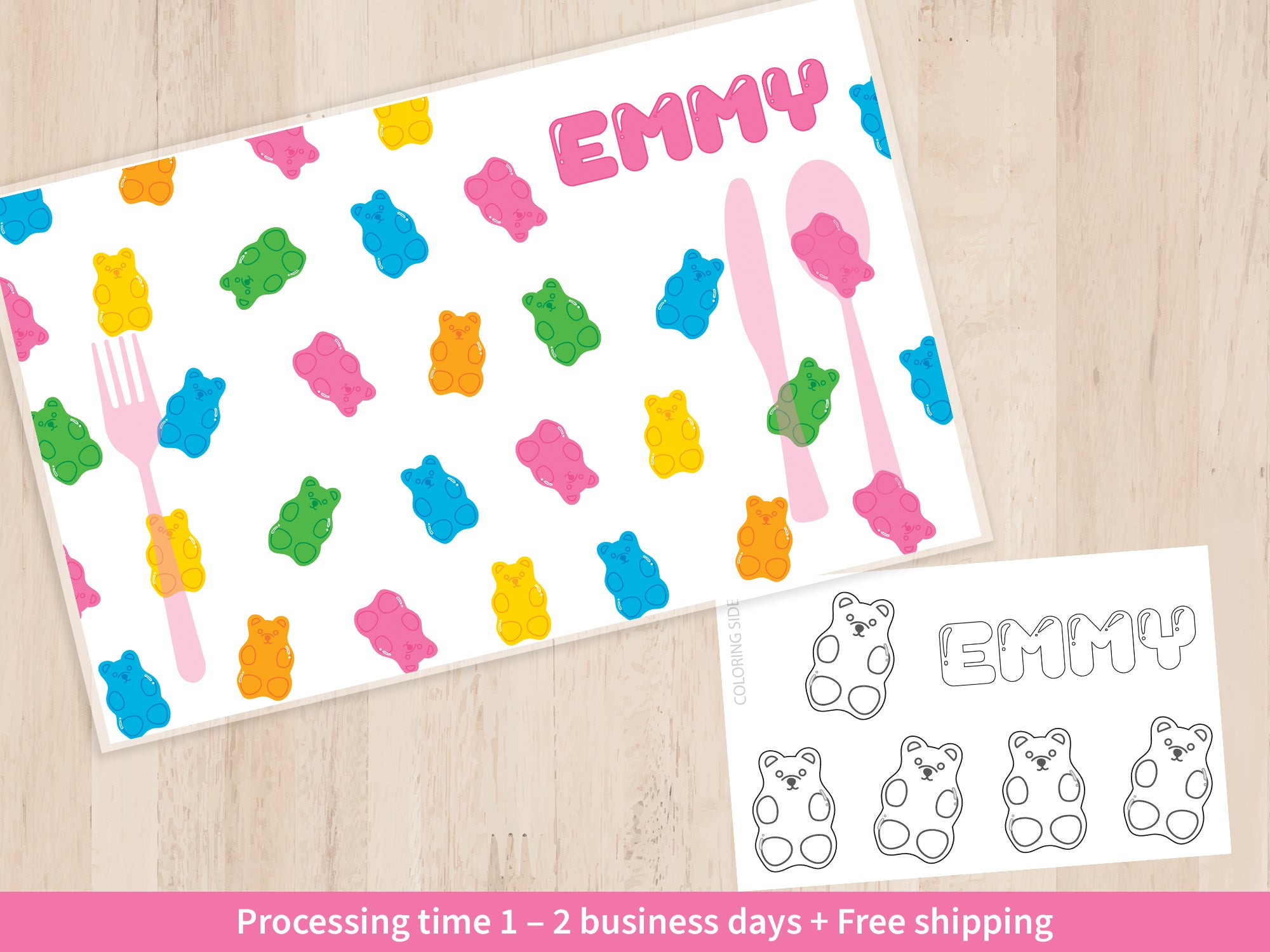 GUMMY BEARS Personalized Placemat for kids