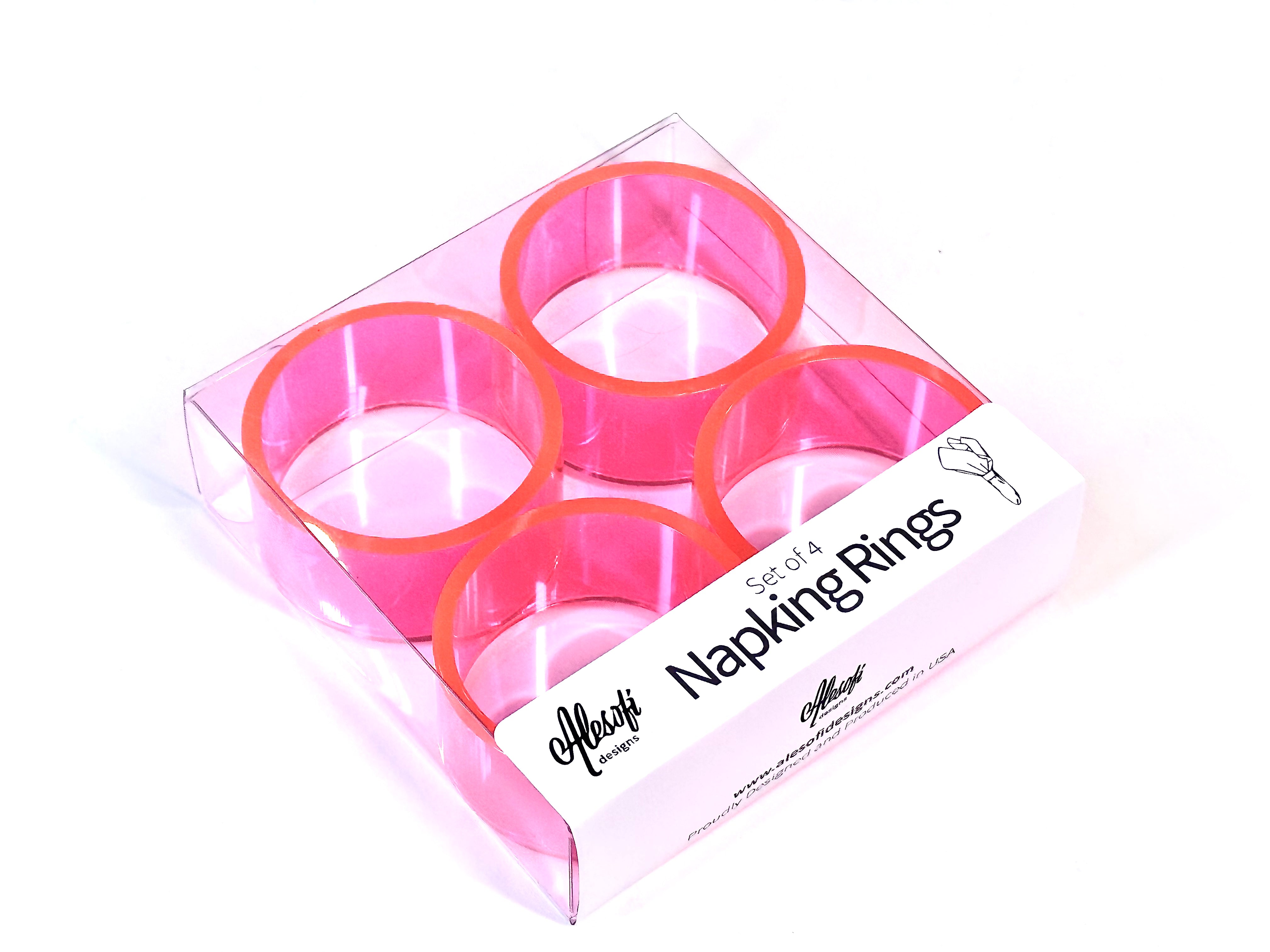 Neon Pink - Deluxe Napkin Rings set